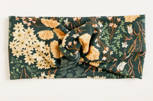 Headband Adult/Teen Dark Green Floral
