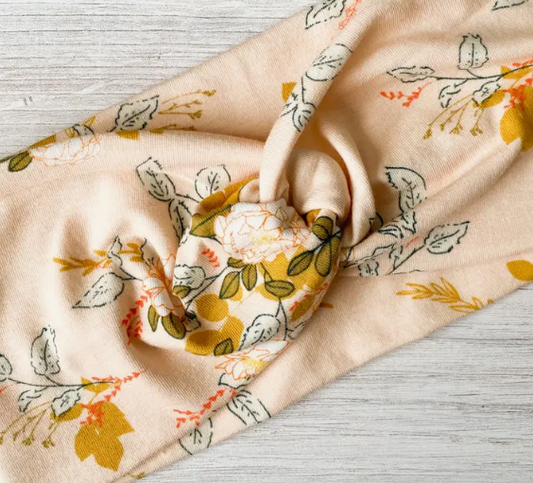 Headband Adult/Teen Moss Floral Peach