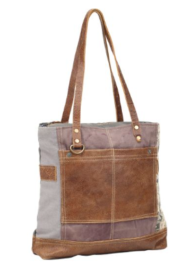 S0915 Myra Side Floral Print Canvas Tote Bag