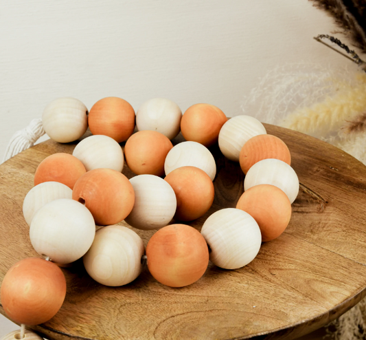 PD PDNA2308 59" Orange And Natural Wood Beads