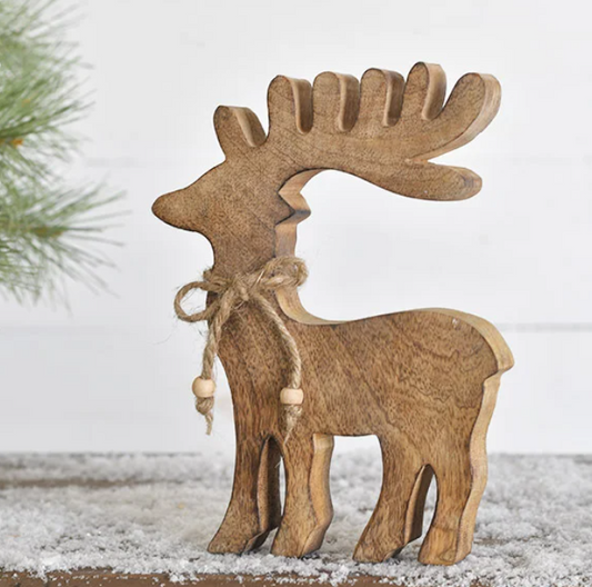 PD PDBA21006 8" Wood Holiday Deer
