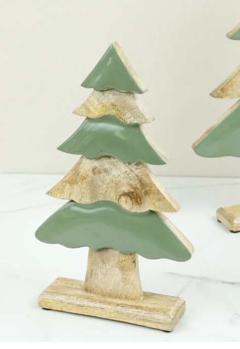 PD PDAD2302 11.8" Green Enamelware Wood Tree