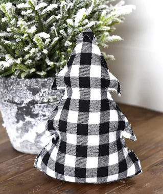 PD 9" BLK CHECK CHRISTMAS TREE HXDP20-004