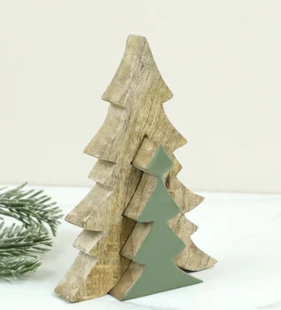 PD 7.9" GREEN ENAMEL WOOD PUZZLE TREE