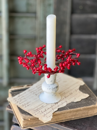 LV Red Berry Candle Ring 4"