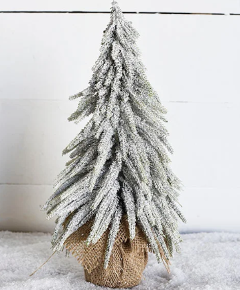 PD PDJST009 14" FROSTED TREE IN BURLAP
