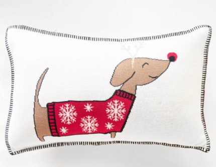 PD 12" X 20" CHRISTMAS WIENER DOG PILLOW PDUK22-06