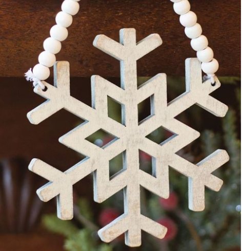 CHD Distressed Wooden Snowflake Ornament 34713