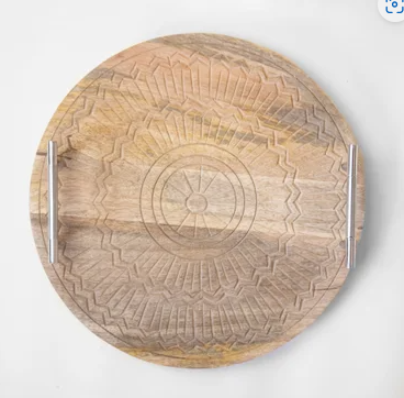PD PDCR16 13" CARVED TRAY W/ HANDLES