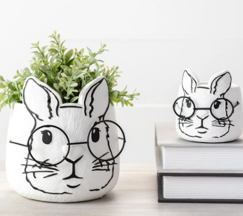 PD PDCP42 EYEGLASS BUNNY PLANTER LARGE