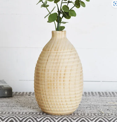 PD PDAC001 9.85" CARVED WOOD VASE
