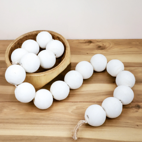 PD PDAB08 3" X 62" WHITE WASH WOOD BEAD STRAND