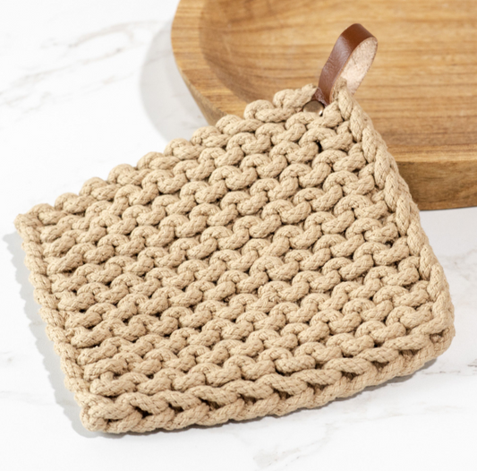 PD PDJD LEATHER STRAP KNIT POT HOLDER