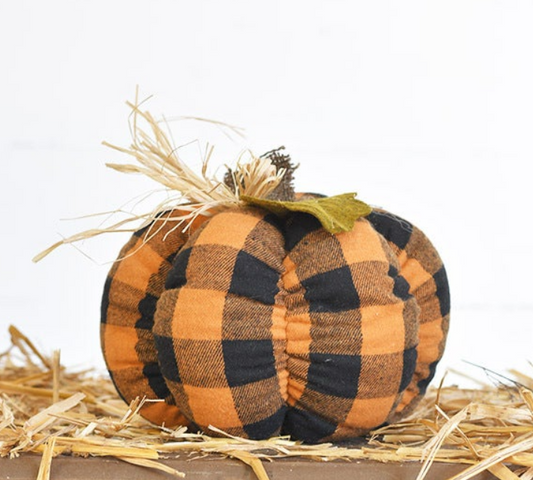 PD PD2117010 7″ ORANGE PLAID PUMPKIN