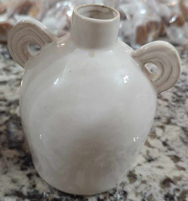2 Handle Small White Vase