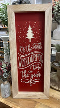 Load image into Gallery viewer, 10.5X24.5 It&#39;s The Most Wonderful Time Of The Year Hardwood Framed Wood Sign

