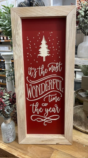 10.5X24.5 It's The Most Wonderful Time Of The Year Hardwood Framed Wood Sign