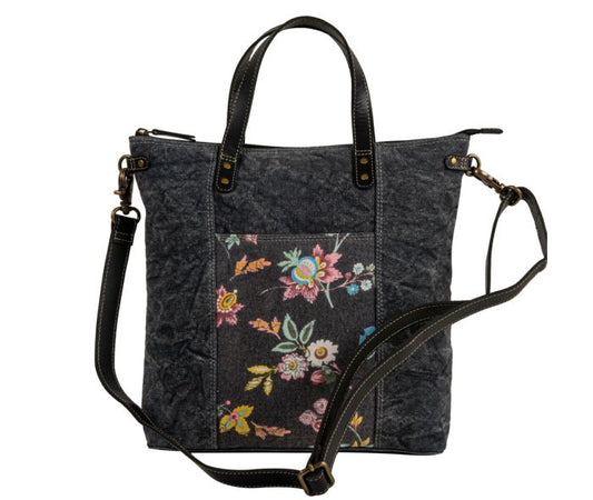 S8172 Myra Cavender Floral Canvas Tote Bag