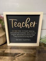 Teacher Definition 11X11 Wood Sign