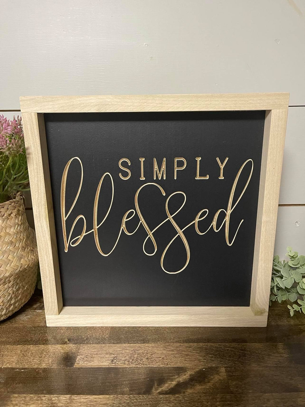 Simply Blessed 11X11 Wood Sign