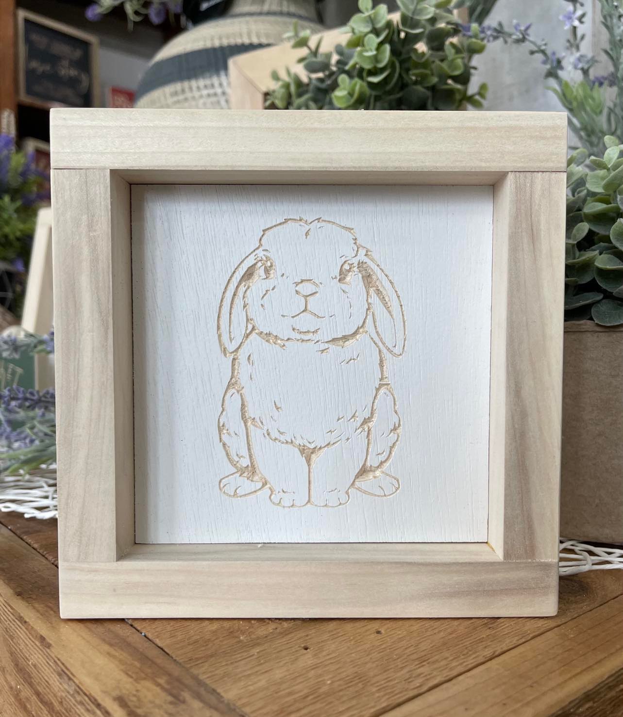 Floppy Ear Bunny 5X5 Wood Sign