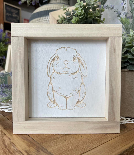 Floppy Ear Bunny 5X5 Wood Sign