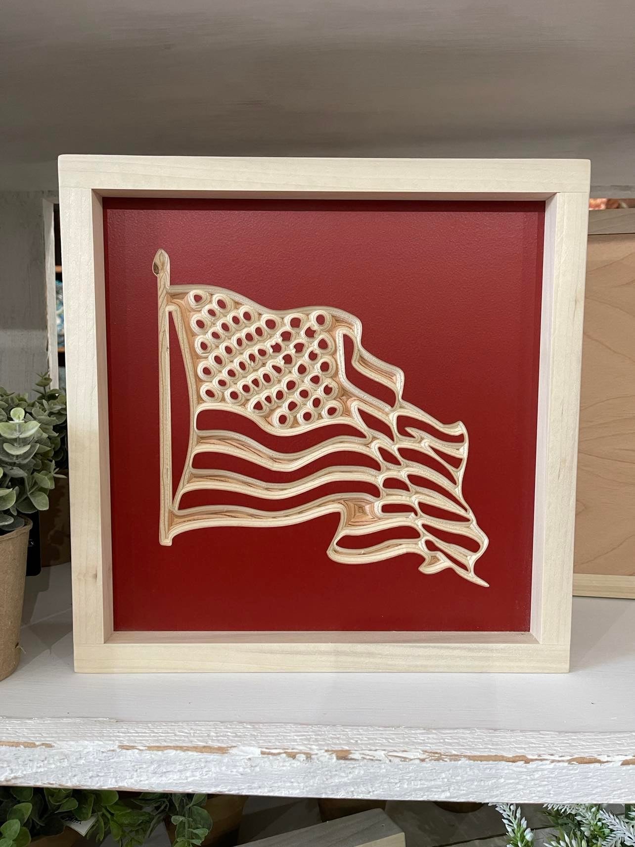 Flag 11X11 Wood Sign