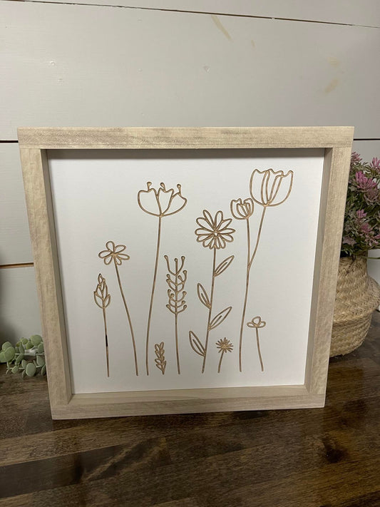 Flower1 11X11 Wood Sign