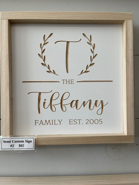 Semi Custom #2 Family Garland 11X11 Wood Sign