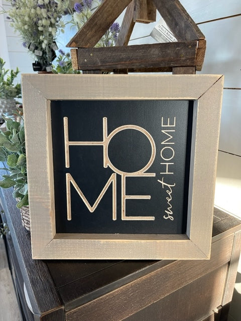 Home Sweet Home 12.5X12.5 Stained Frame Wood Sign