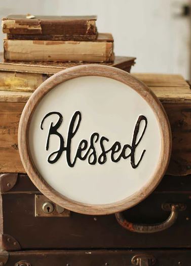 Blessed Tin Sign With Wood Frame
