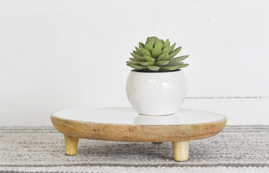PD PDYA03 8.9" Wood Riser W/ Feet White Enamel Top, Table Top