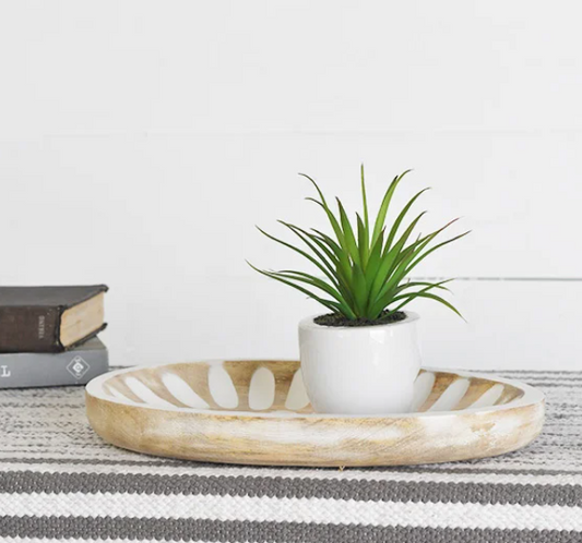 PD PDSO01 Carved Mango Wood Tray 12"