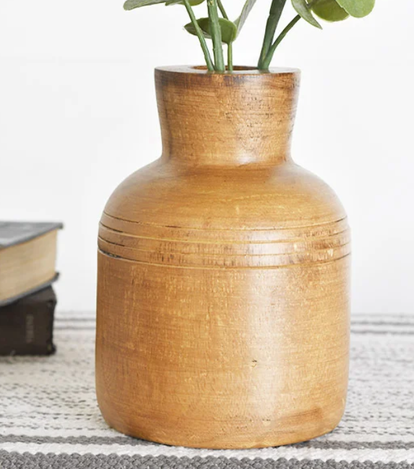 PD HXWP37 7" Wood Vase