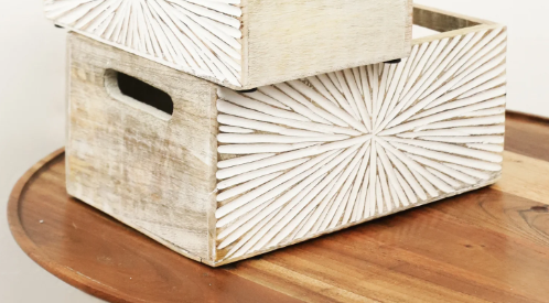PD PDNE711 Large Starburst Wood Box 9.25"x6.3"x4.3"