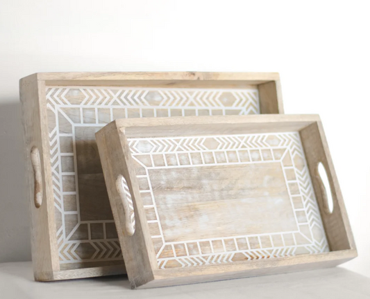 PD PDNE872 Large Boho Wood Tray 10"X15"