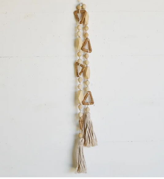 PD PDLA35 40" Natural Wood Beads With Twine Triangle