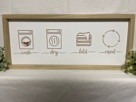 Wash Dry Fold Repeat 9X23 Wood Sign