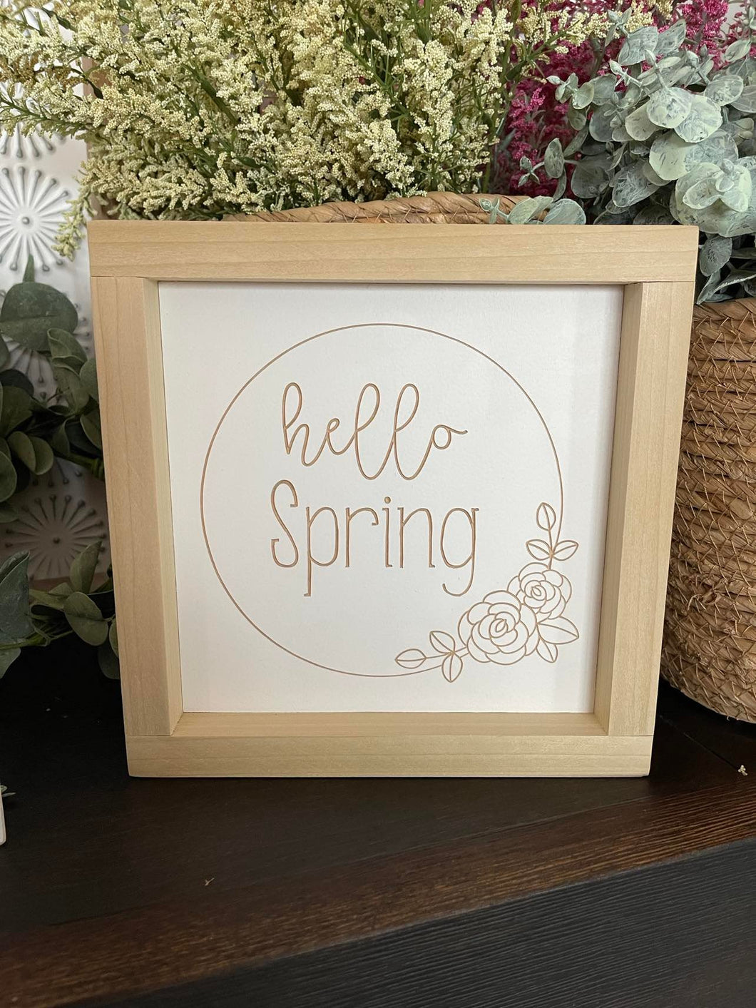 Hello Spring 8.5X8.5 Wood Sign