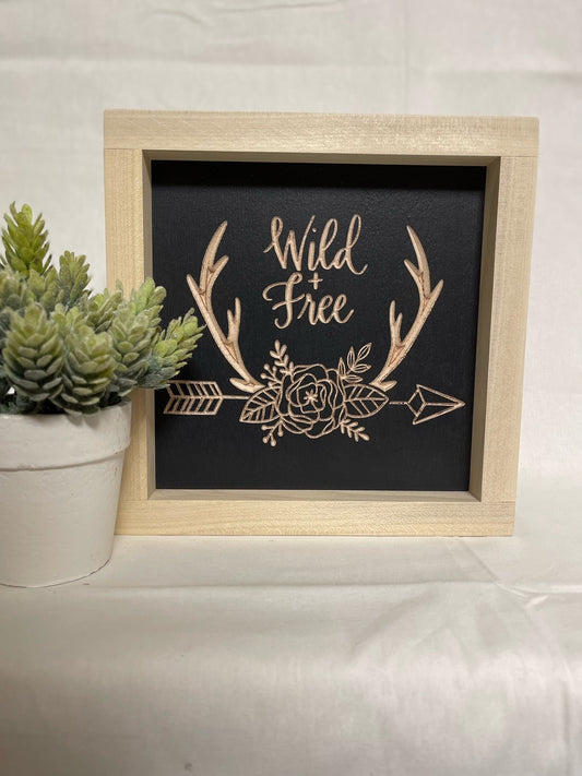 Wild & Free 7X7 Wood Sign