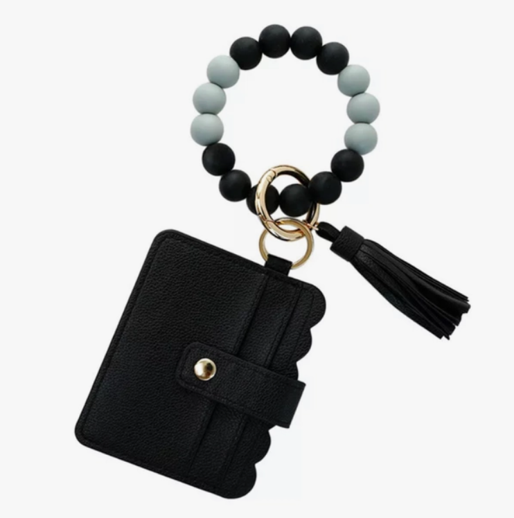 Wallet Wristlet Silicone Bead Tassel Keychains