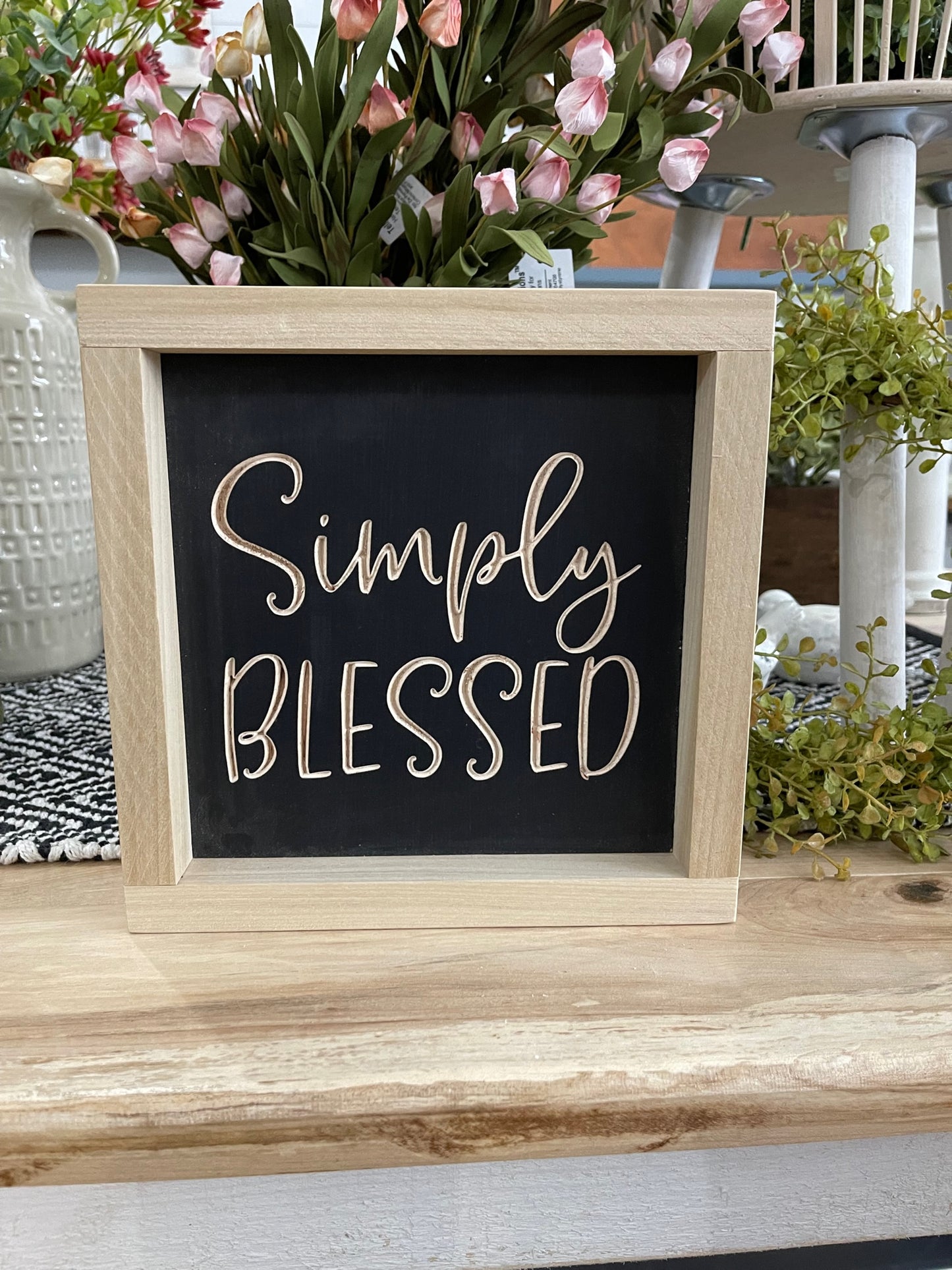 Simply Blessed 7X7 Wood Sign