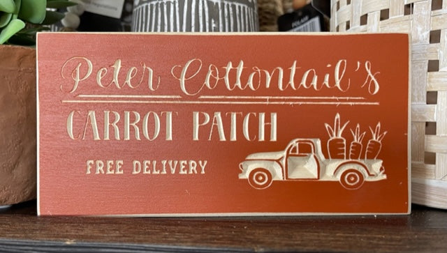 Peter Cottontails Carrot Patch 3.5X7 Unframed Wood Sign