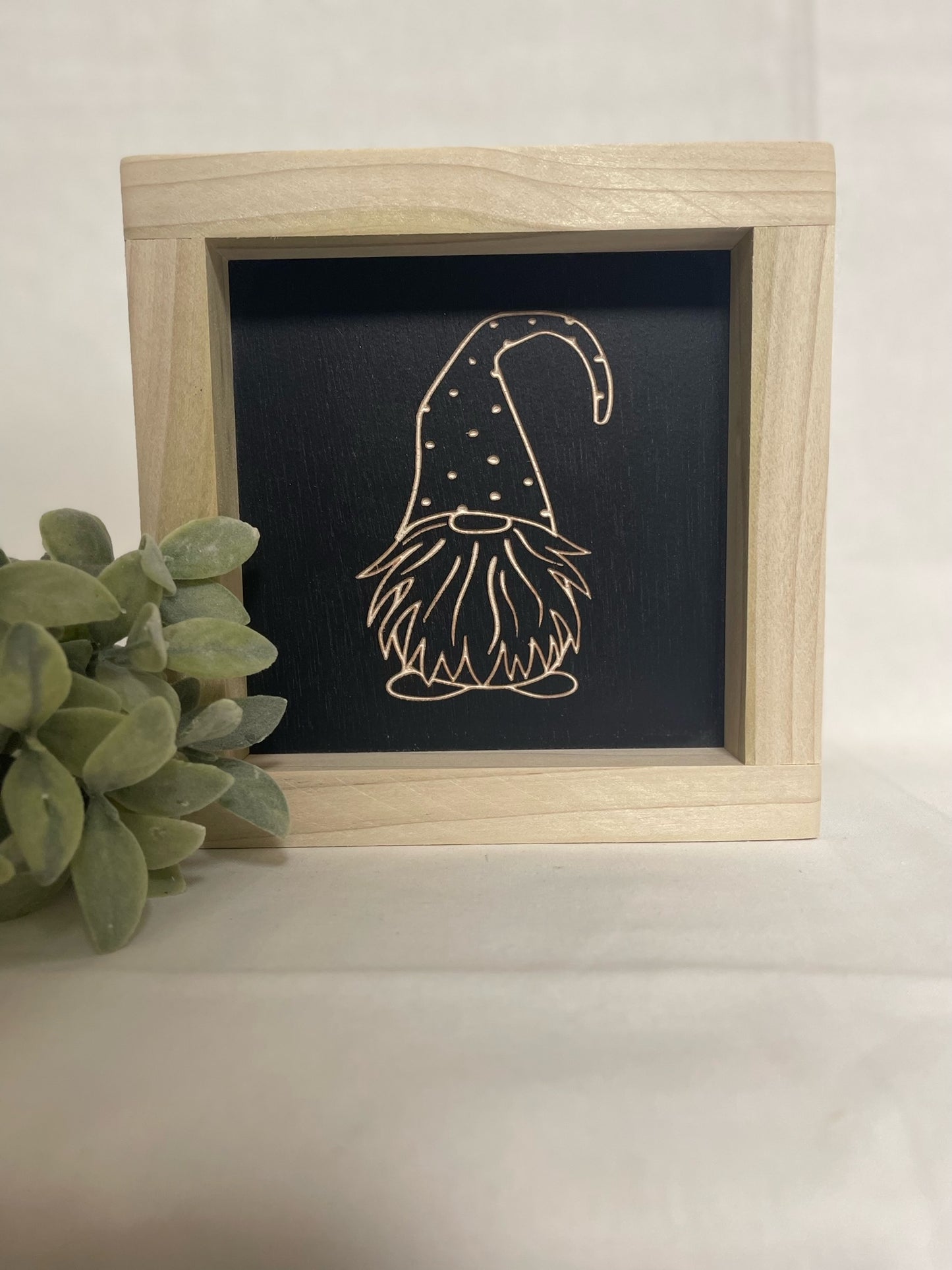 Gnome Polka Dots 5X5 Wood Sign