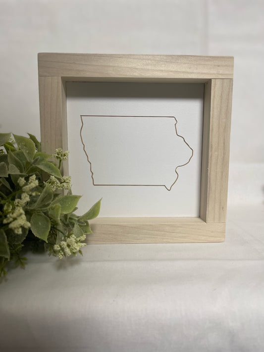 Iowa Outline 5X5 Wood Sign