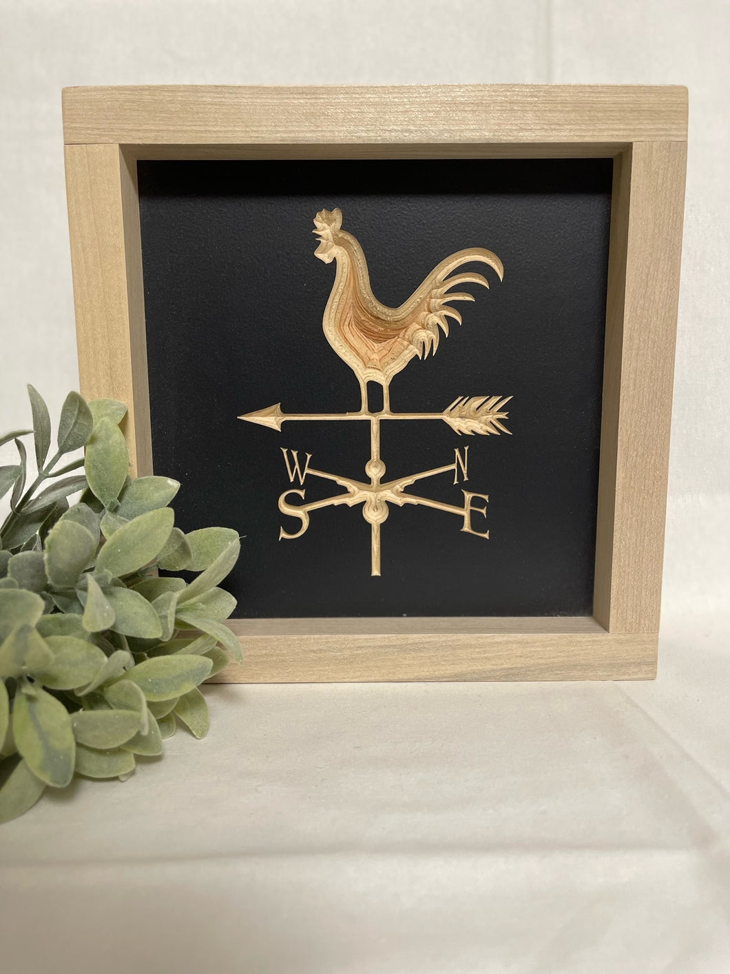 Rooster Weathervane 7X7 Wood Sign