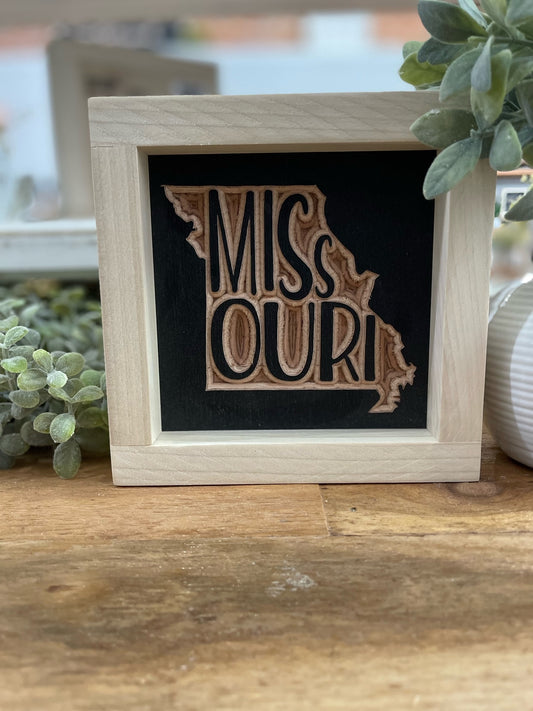 State Outline & Name 5X5 Wood Sign