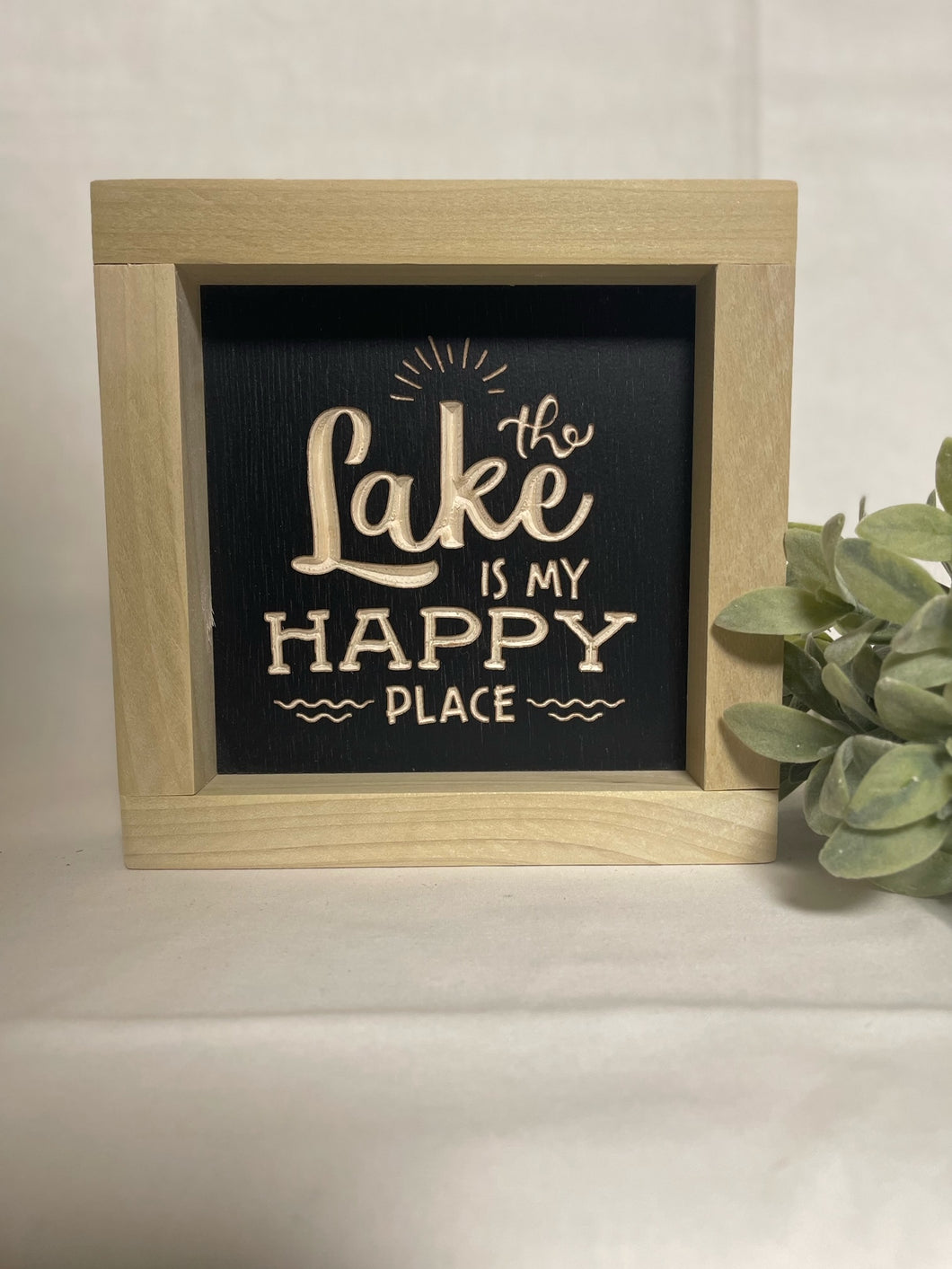 The Lake Is My Happy Place 5X5 Wood Sign