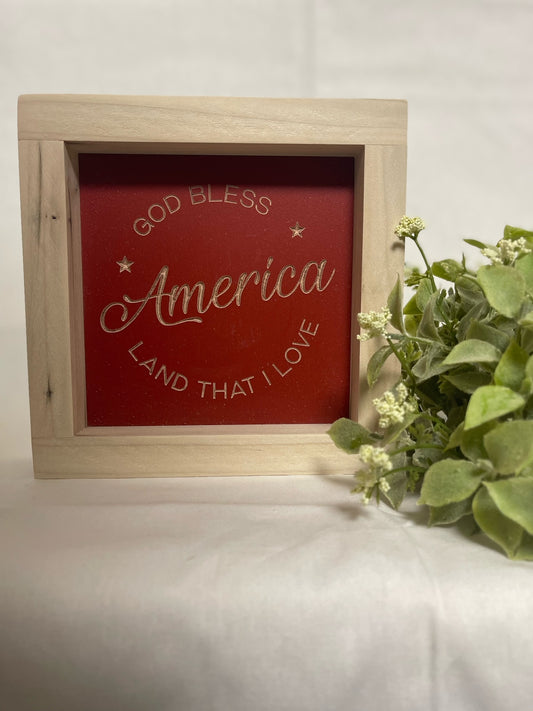 God Bless America 5X5 Wood Sign